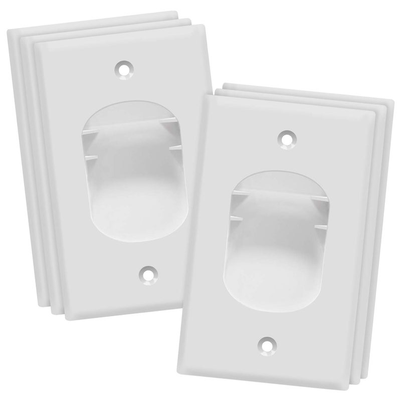 TOPGREENER Recessed Low Voltage Cable Wall Plate for Home Theaters, Size 1-Gang 4.50" x 2.75", Polycarbonate Thermoplastic, TG8881-6PCS, White, 6 pack - Image 1